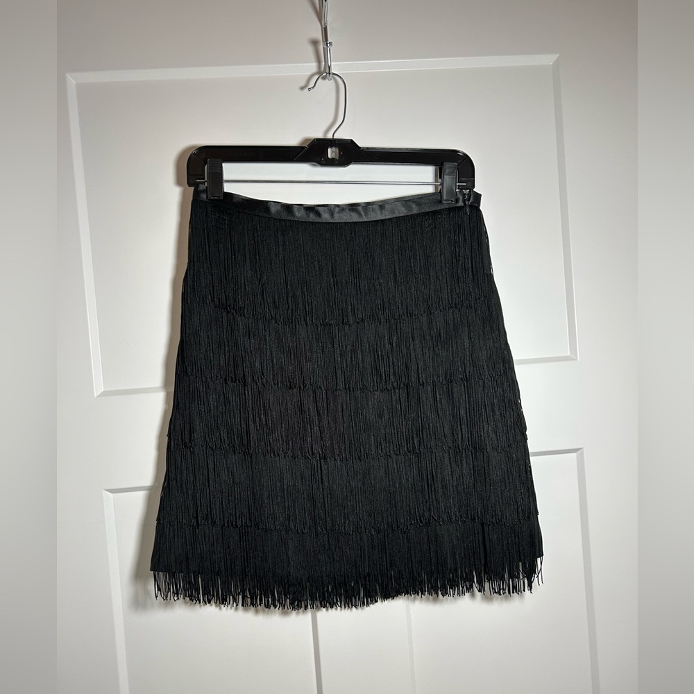 Size 6 black fringe skirt, small/medium fit